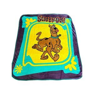 Rare Vintage Scooby-Doo Fleece Throw Blanket Cartoon Network 50 x 60 Yellow Teal